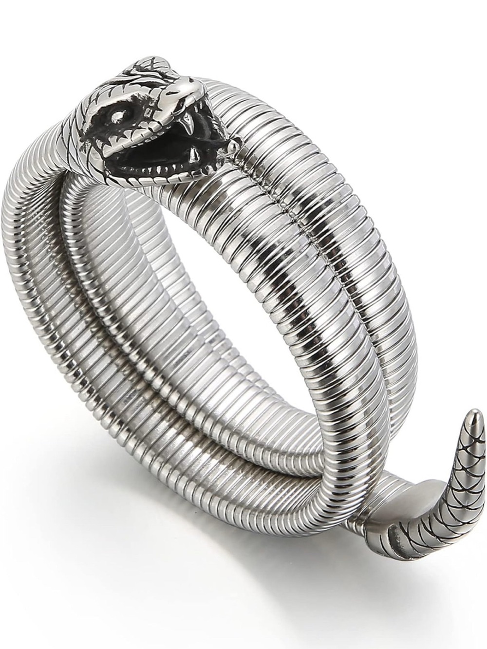 Stainless Steel Silver Snake Head Bracelet Unisex Men Women